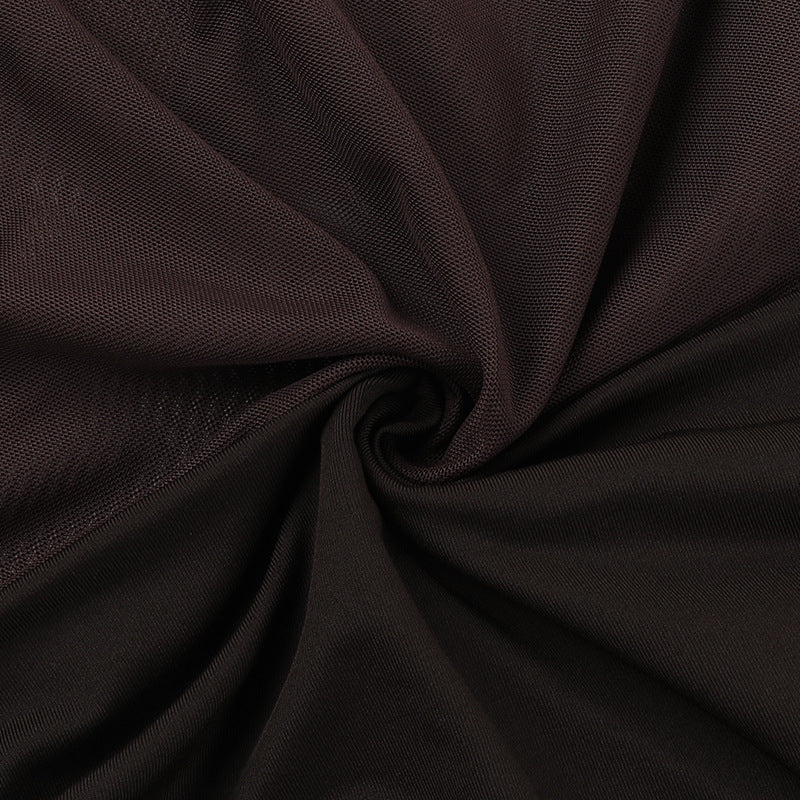 Women summer backless halter neck mesh see-through dress 20