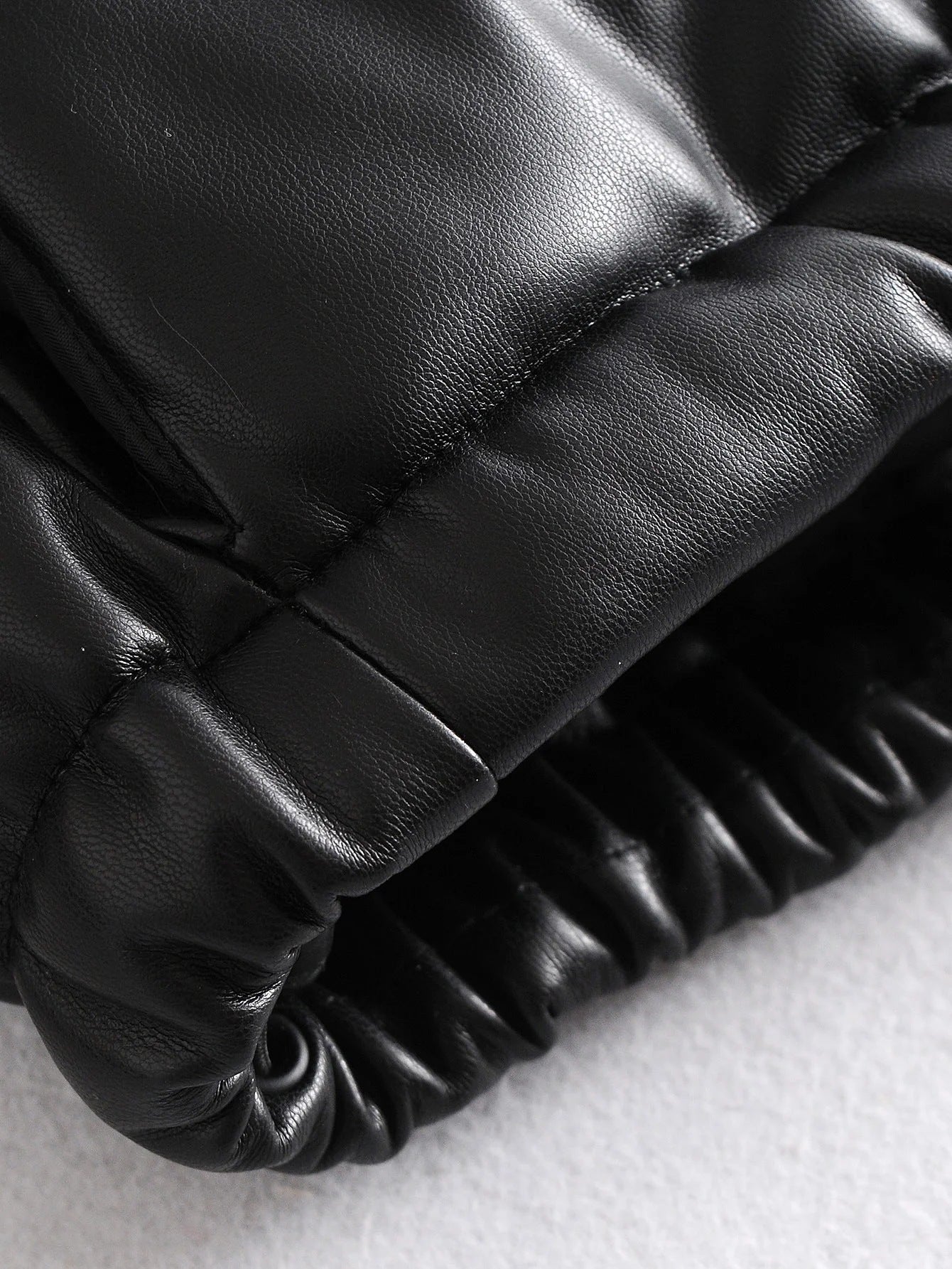 Leather Casual solid color leather cotton-padded Stand Collar jacket 72