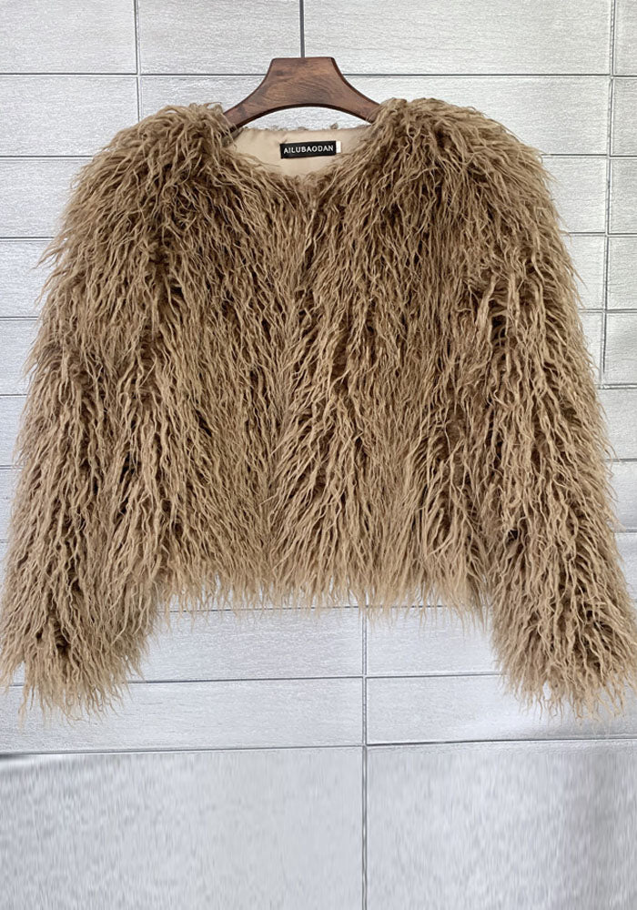 Fur Coat Solid Color Ladies Cropped Coat