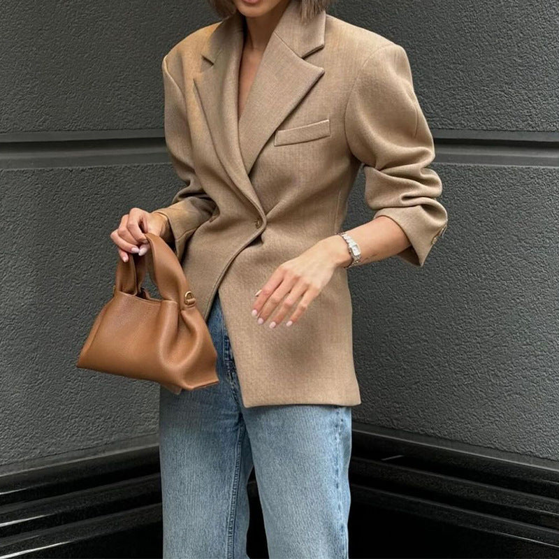 Autumn And Winter Women's Fashion Chic Solid Color Professional Blazer