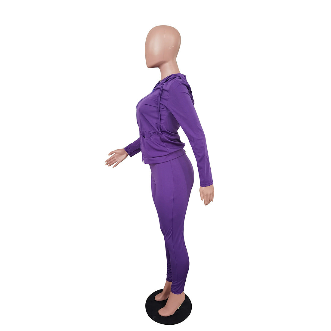 Women's Autumn Style Hat Pocket Zipper Fashion Casual Sport Two Piece Set 36