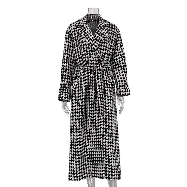 Women houndstooth Maxi windbreaker 8