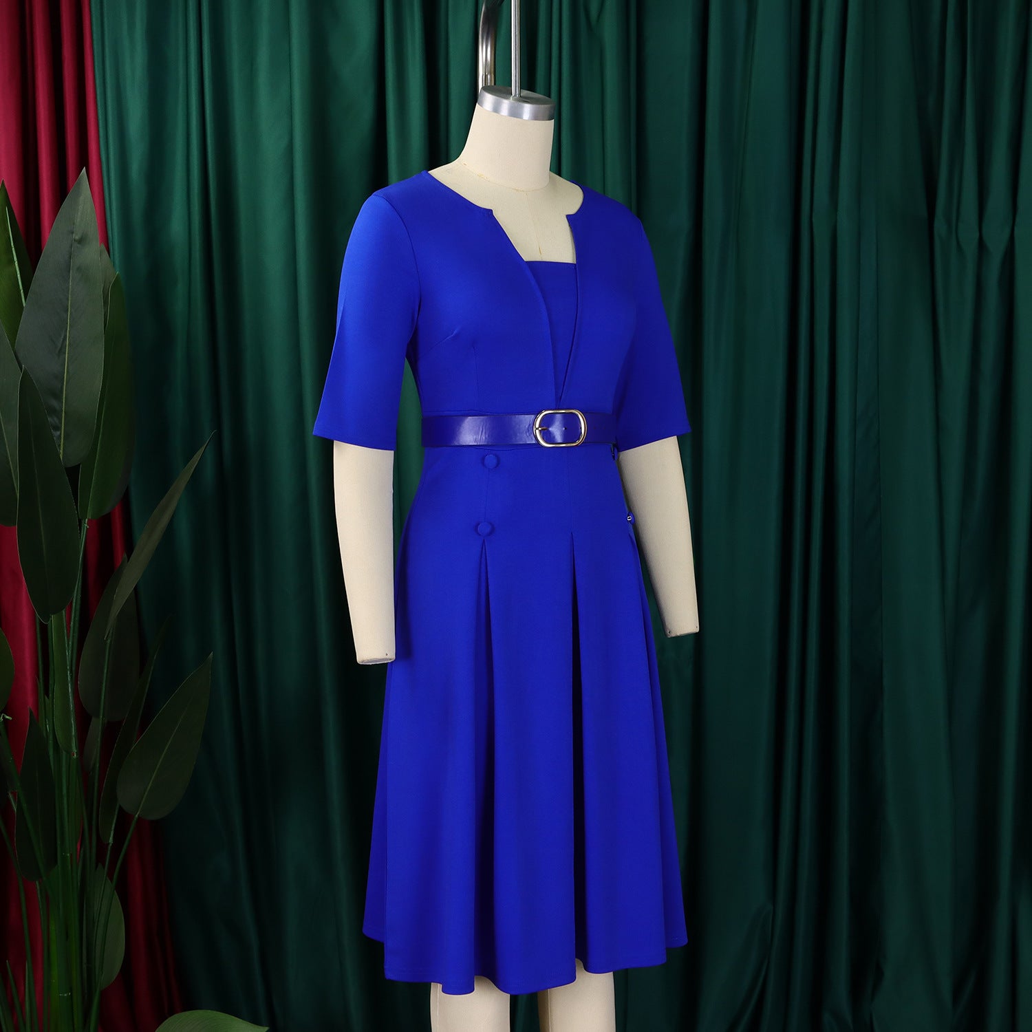 Women Summer Fashion Chic Elegant Solid Color Plus Size African Dress 13