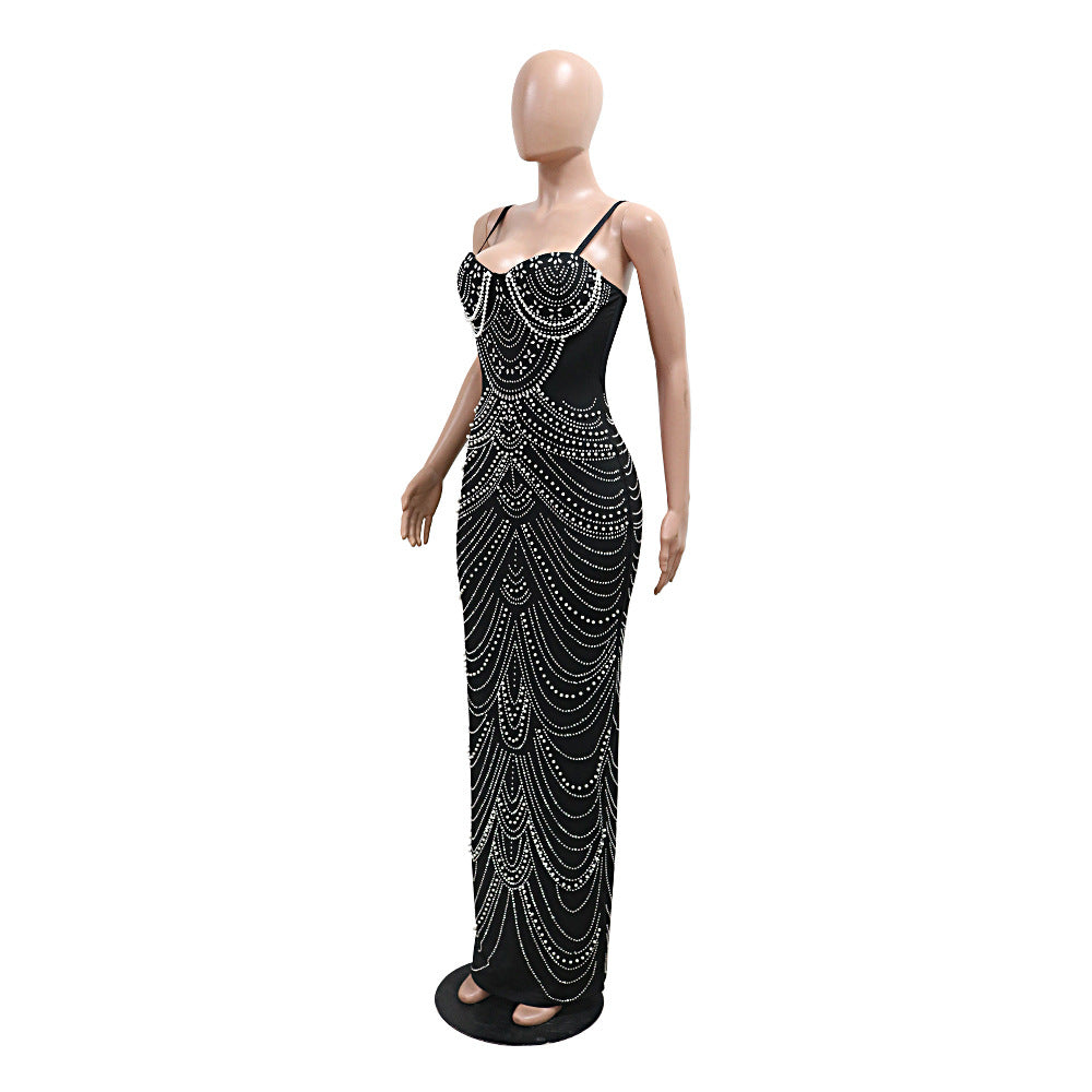 Sexy Strap Beaded Long Evening Dress 8