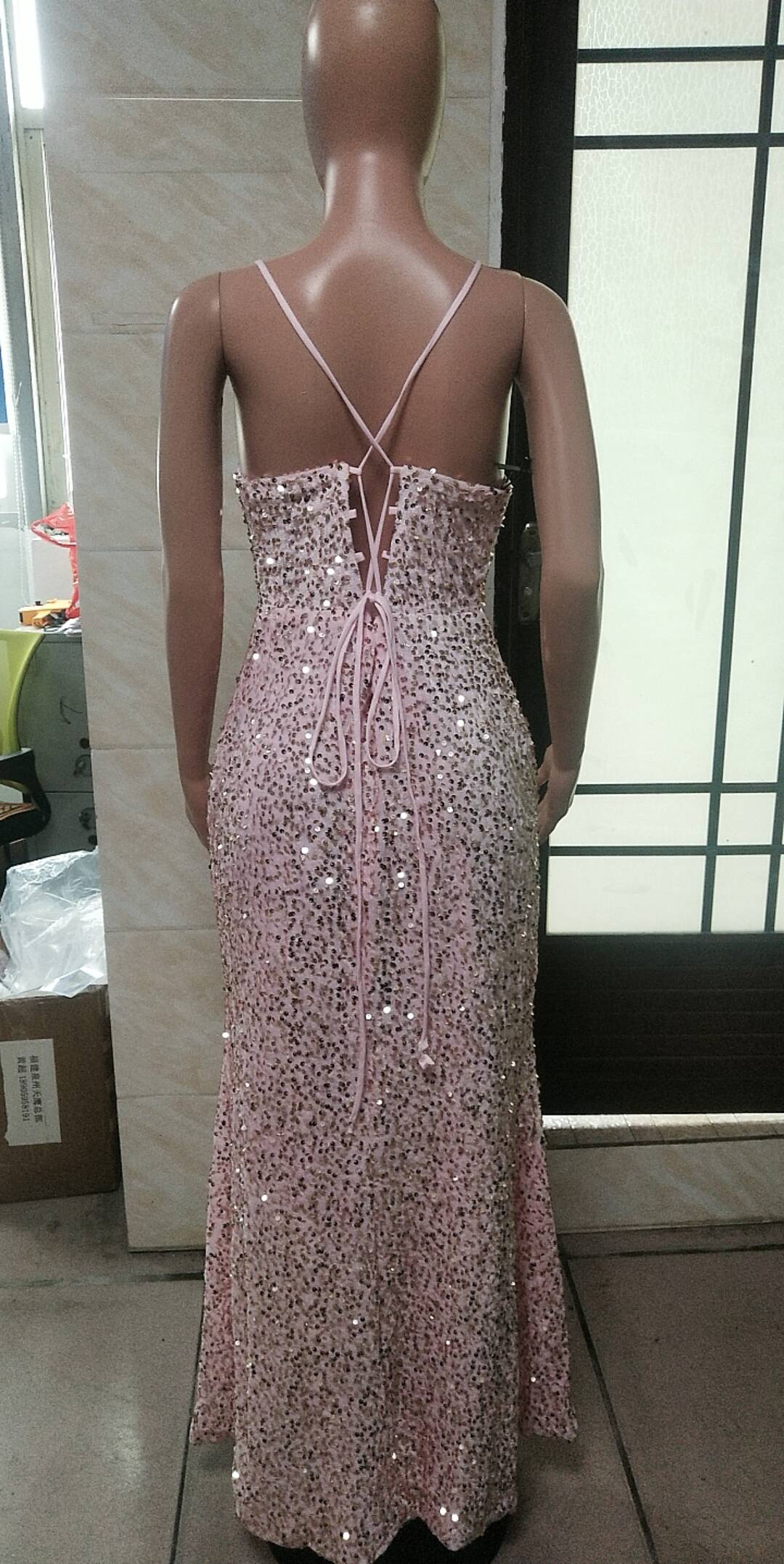 Sleeveless Backless Strap Red Deep V-Neck Sequin Dress（Processing time need 3-6 days） 27