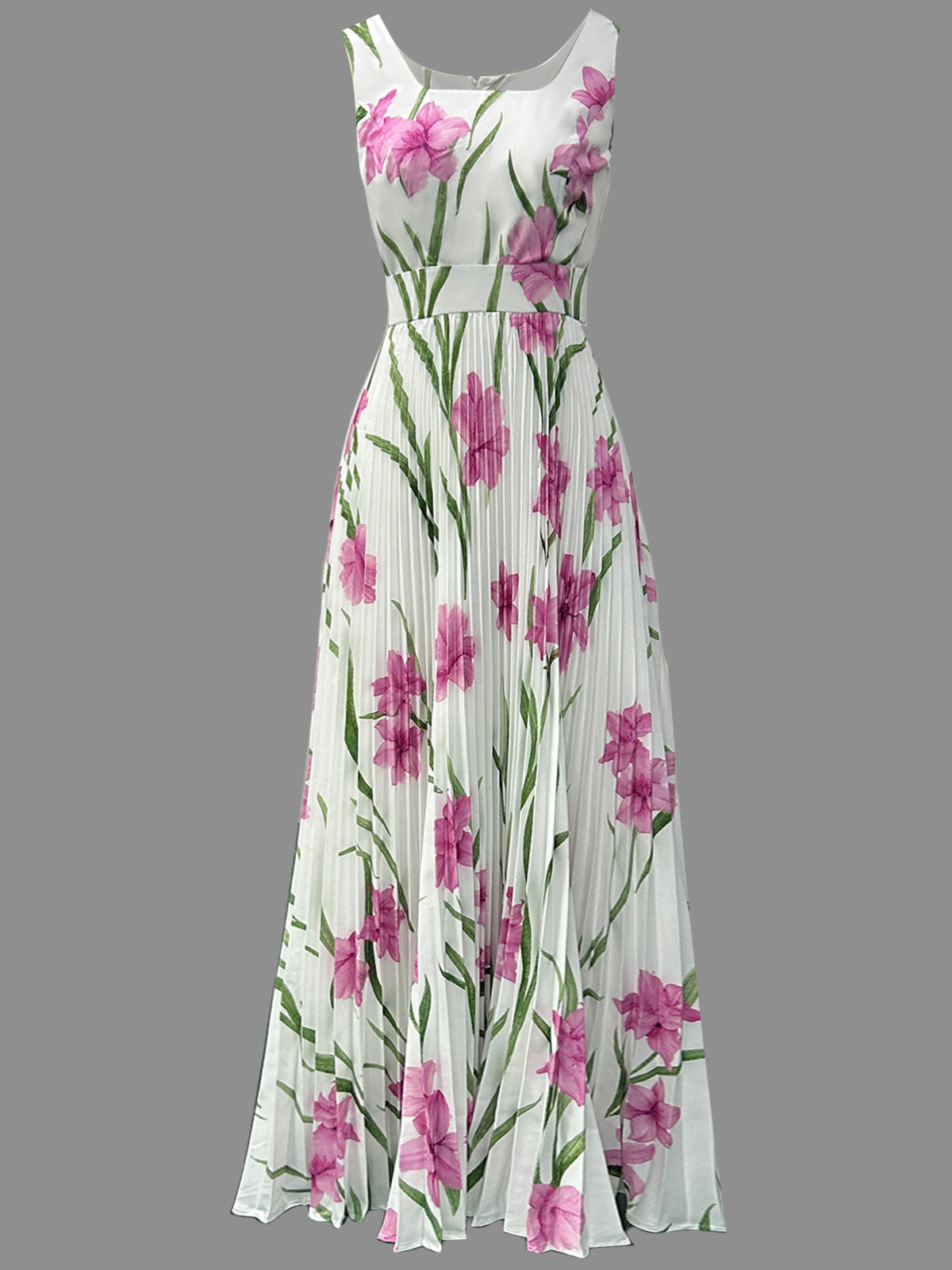 Women Printed Pleated Summer Strap Dress 5