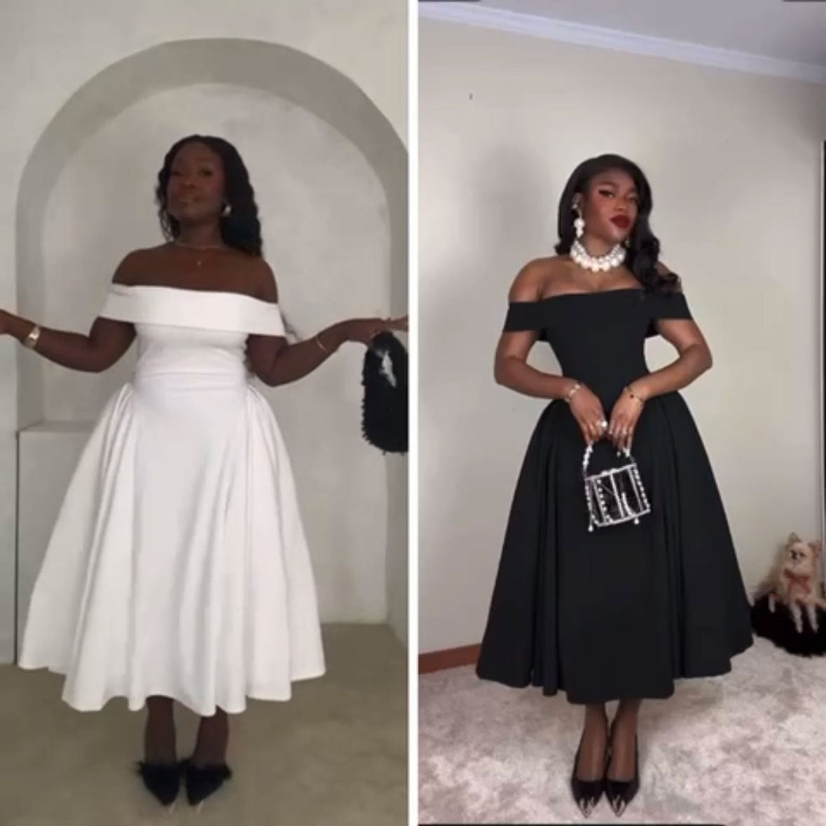 Women Elegant Solid Off Shoulder Formal Party Dress 4