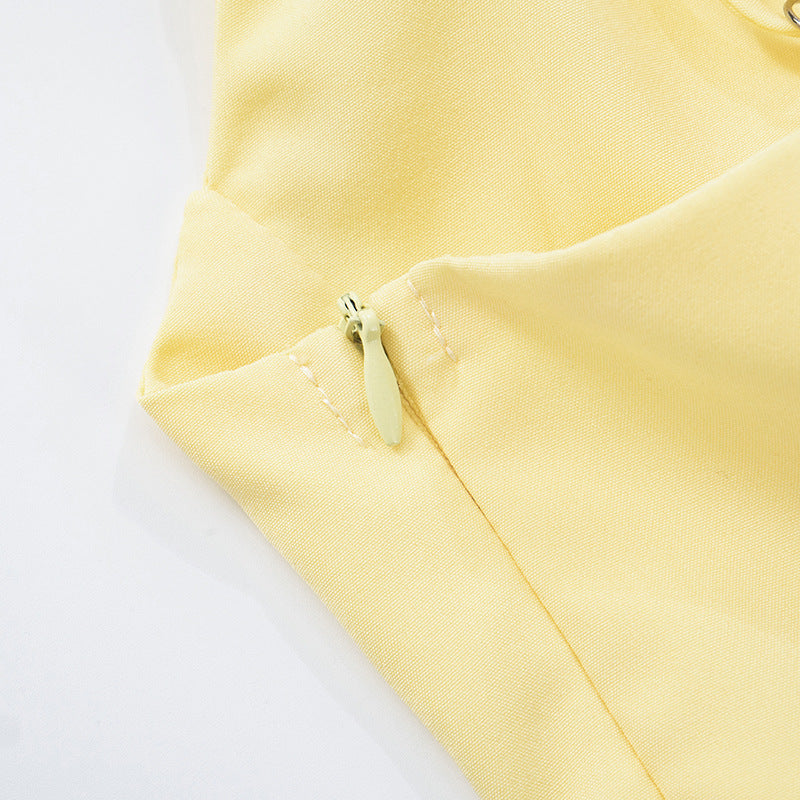 Women Lace Gathered Suspender Lace-Up Dress 19