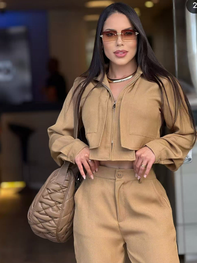 Women's Fashion Casual Elastic Waist Pants Set 5