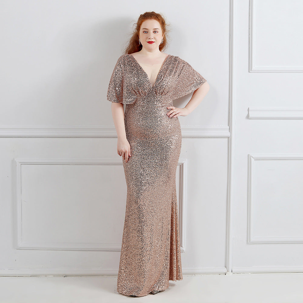 Spring and Summer Plus-Size Long Sequin Formal Party Evening Dress 17