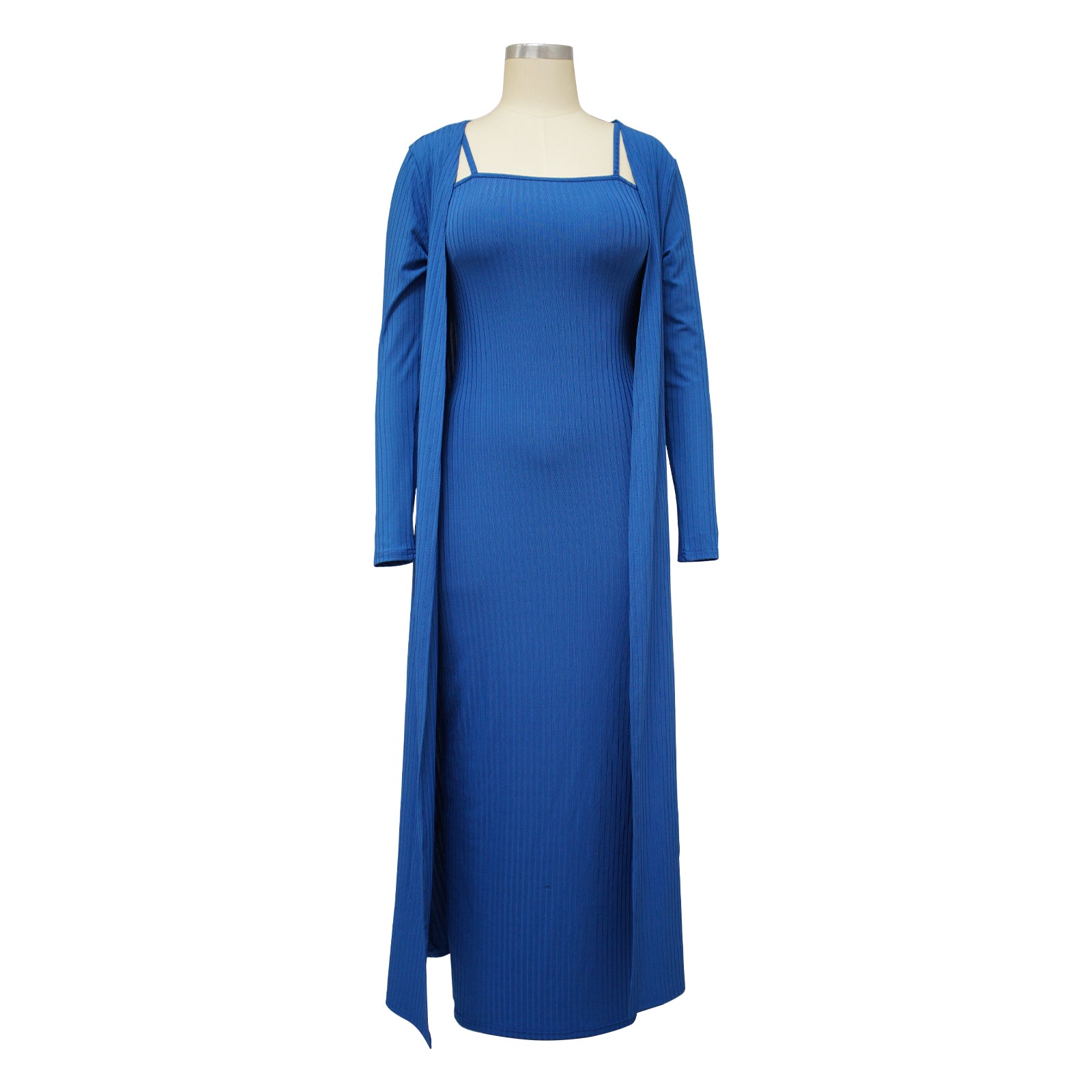 Women's Sexy Nightclub High Stretch Ribbed Slip Dress Set 12