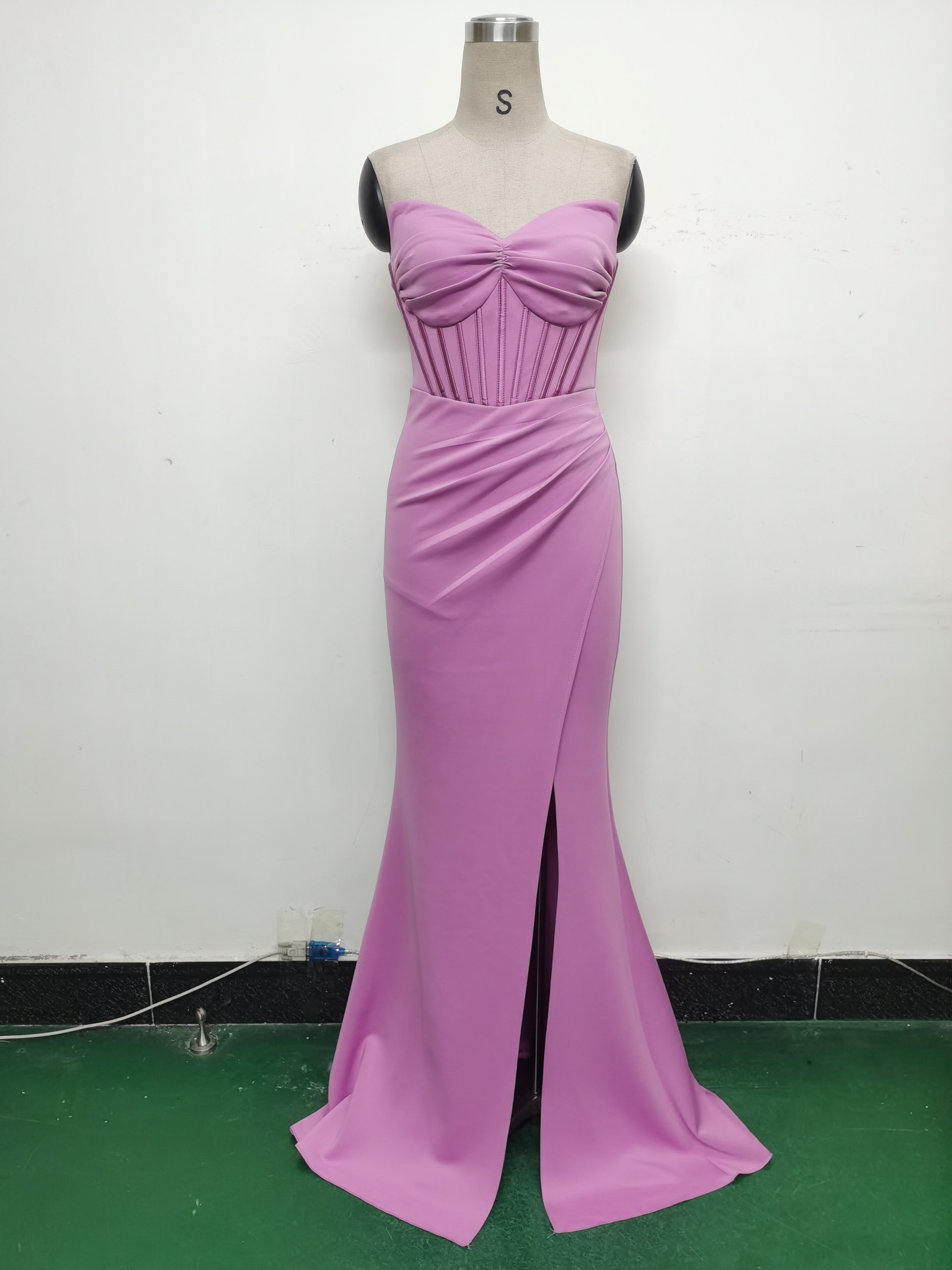 Women Fishbone Vest Off Shoulder Evening Dress 34