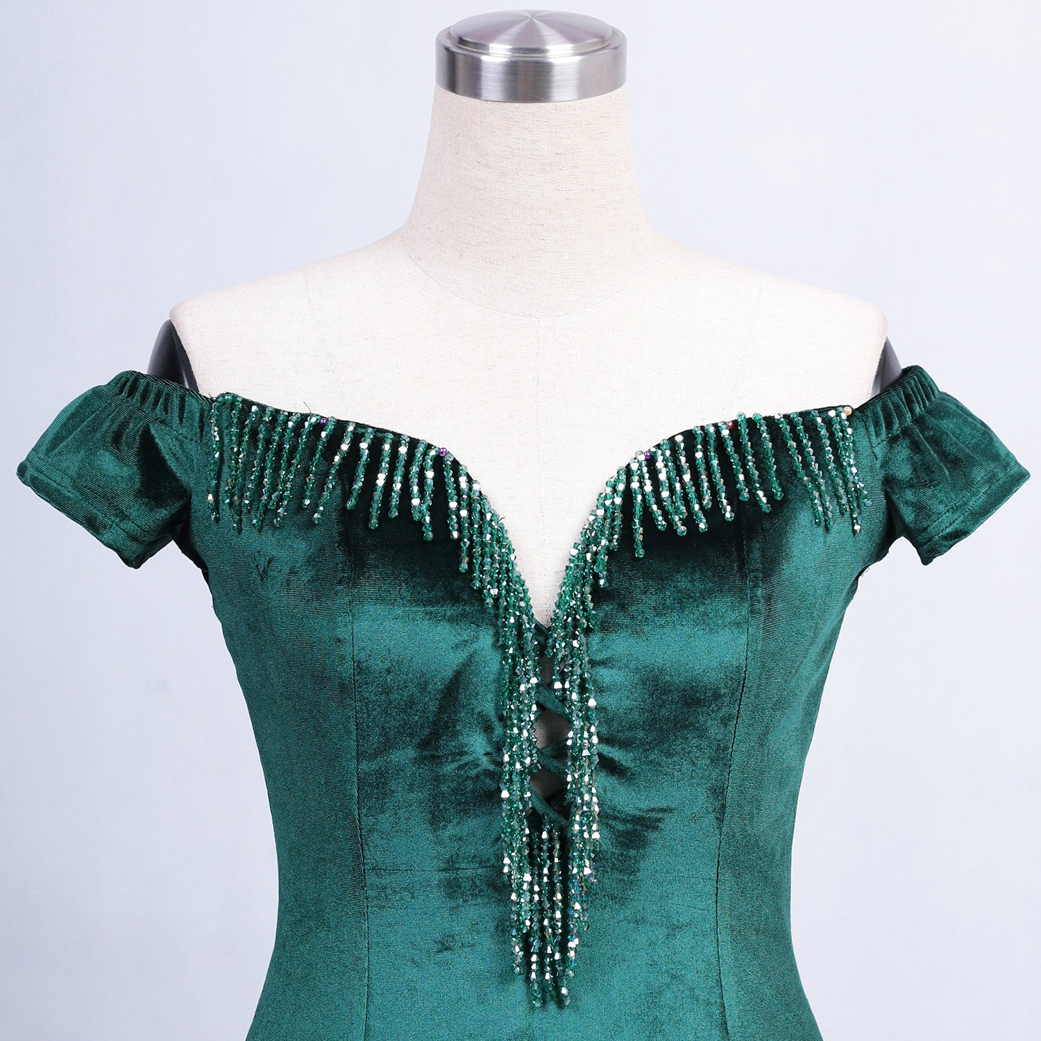 sexy off shoulder mermaid long velvet Formal Party evening dress 20