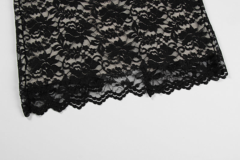 Summer Women's Sexy Fashion Halter Neck Lace-Trimmed Slit Slim Dress 12