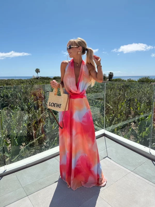 Women's Fashion Printed Round Neck Sleeveless Tide Dress 9