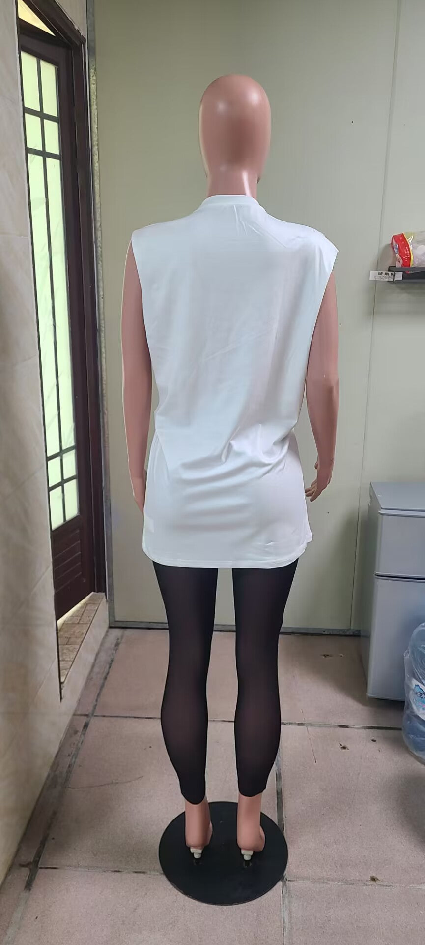 Women's Letter Bear Printed Sleeveless Round Neck Two Piece Mesh Pants Set 6