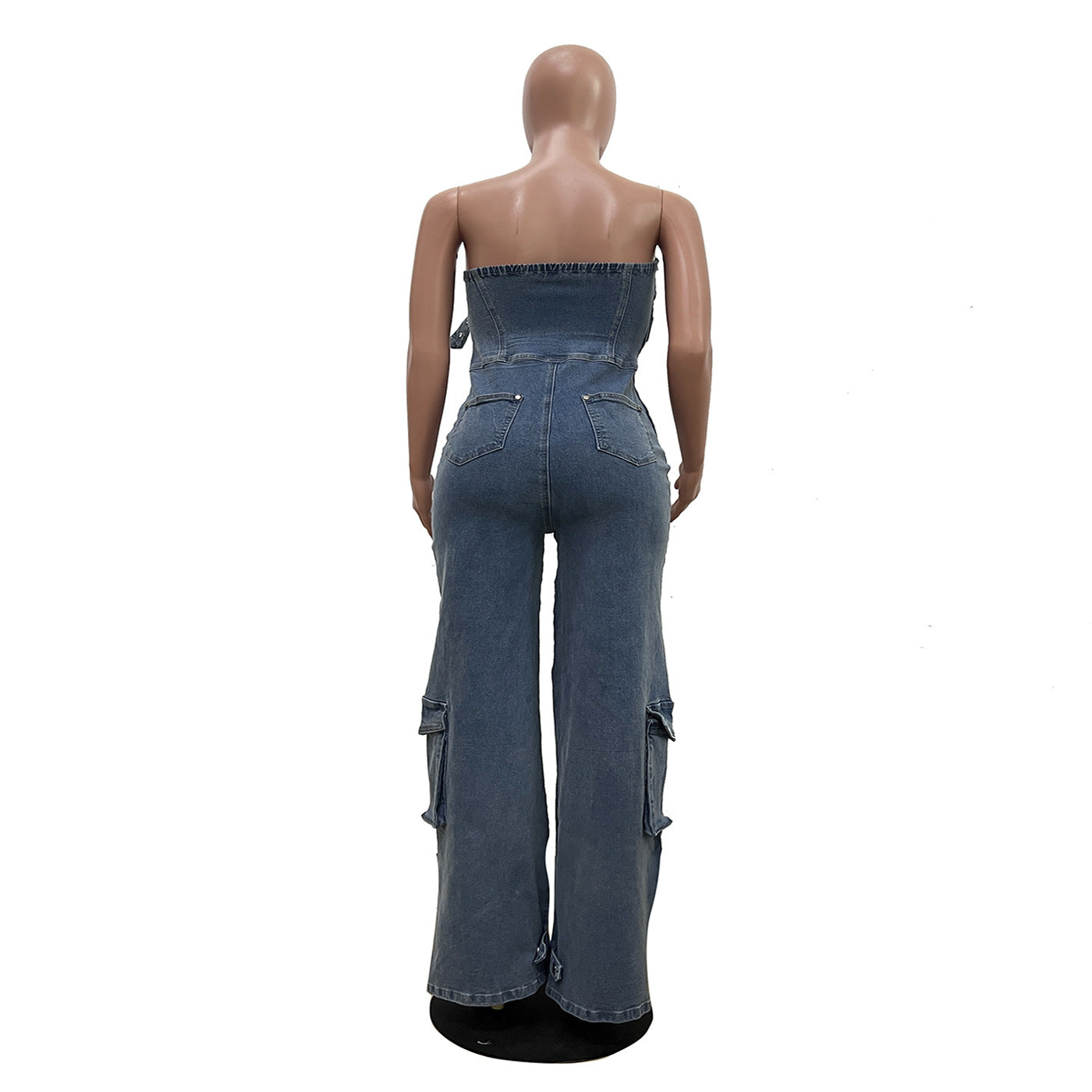 Spring/Summer Women’s Streetwear Strapless High-Waist Denim Jumpsuit 7