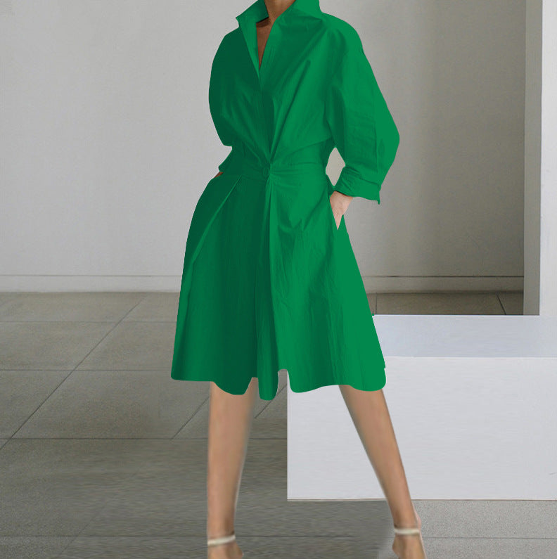 Women Autumn Long Sleeve V-Neck Printed Dress 25