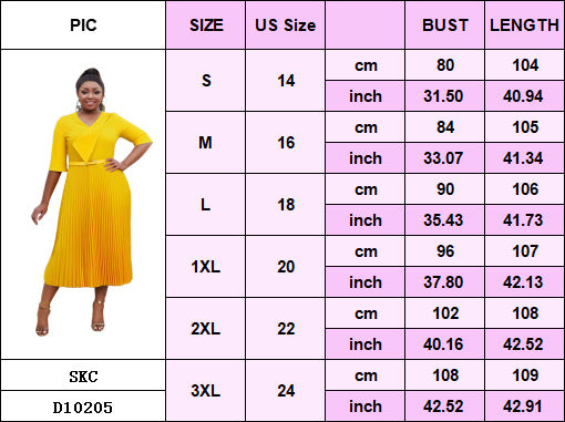 Plus Size fashion Career women's summer fashion Chic V-neck solid color pleated office dress 14