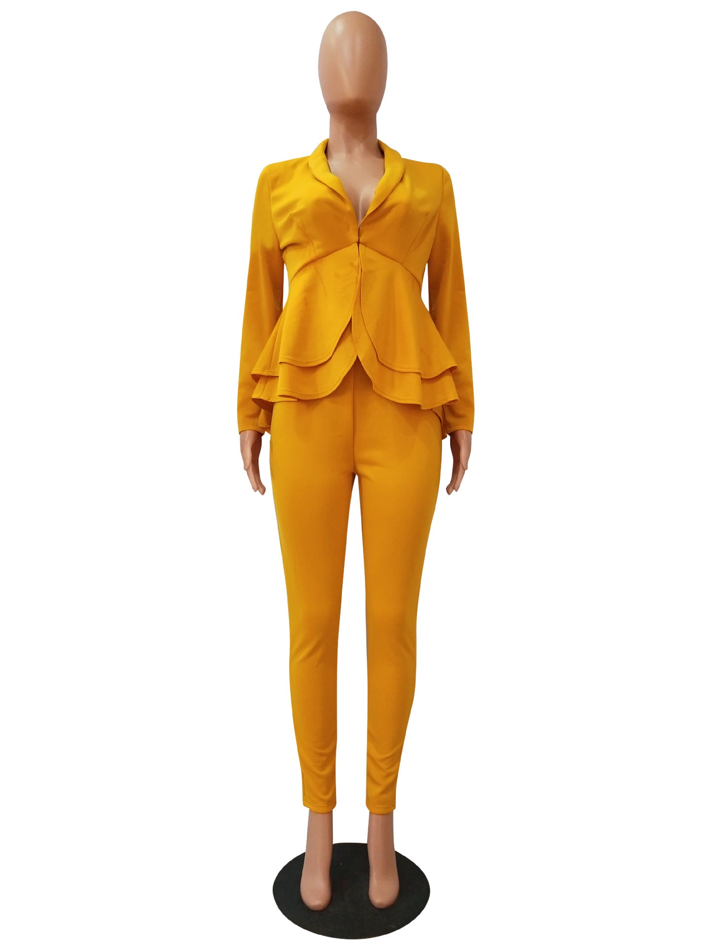 Fashion Ruffle Career Suit Casual Two Piece Set 14