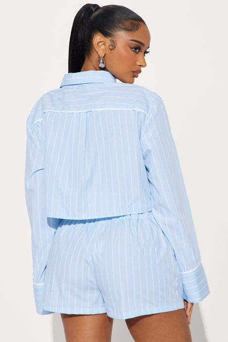 Women Summer Casual Long-Sleeve Turndown Collar Top and Shorts Two-Piece Set 4