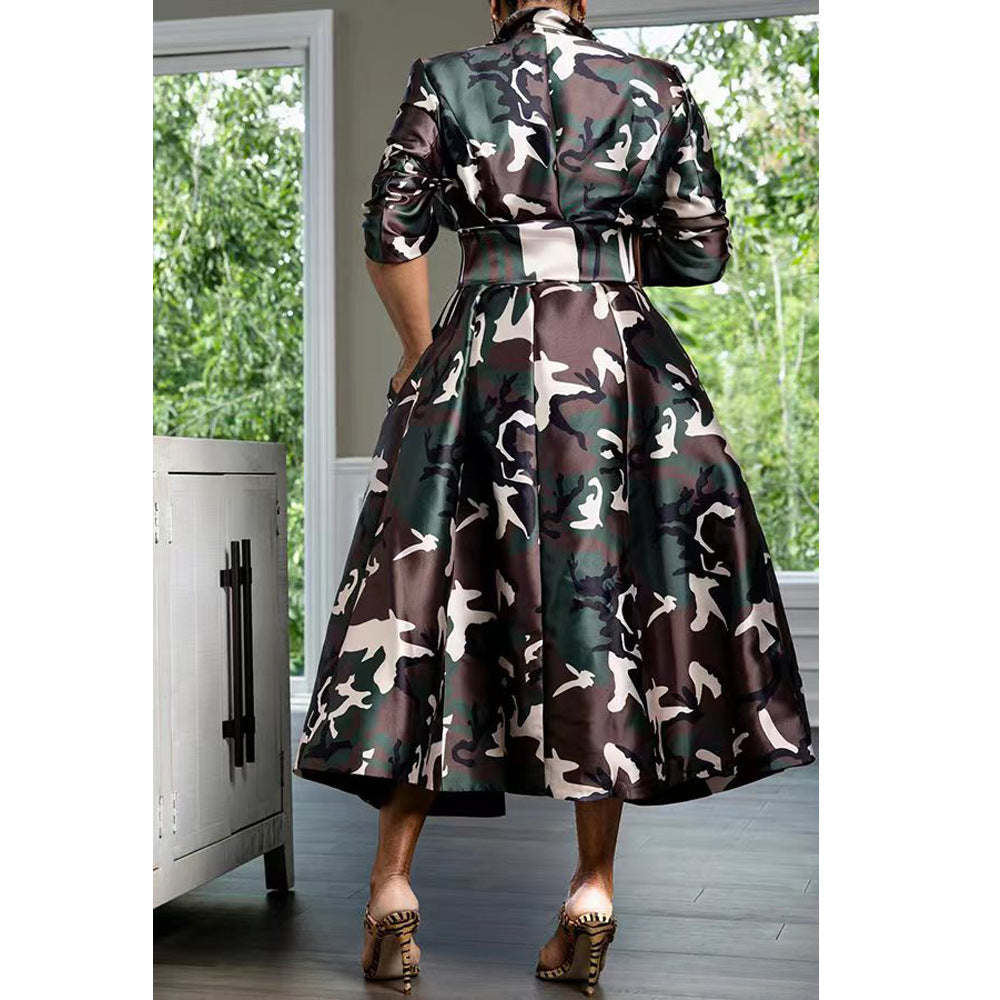 Camouflage Print Trench Coat 4