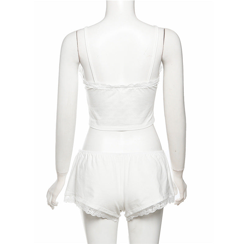 Summer Women sexy lace vest and shorts two-piece set 9