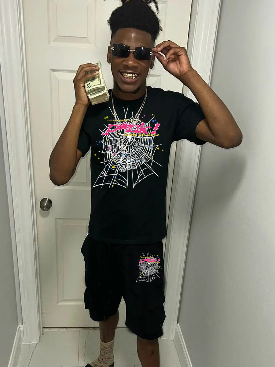 Plus Size Printed T-shirt Set Casual Sleeve Shorts Set