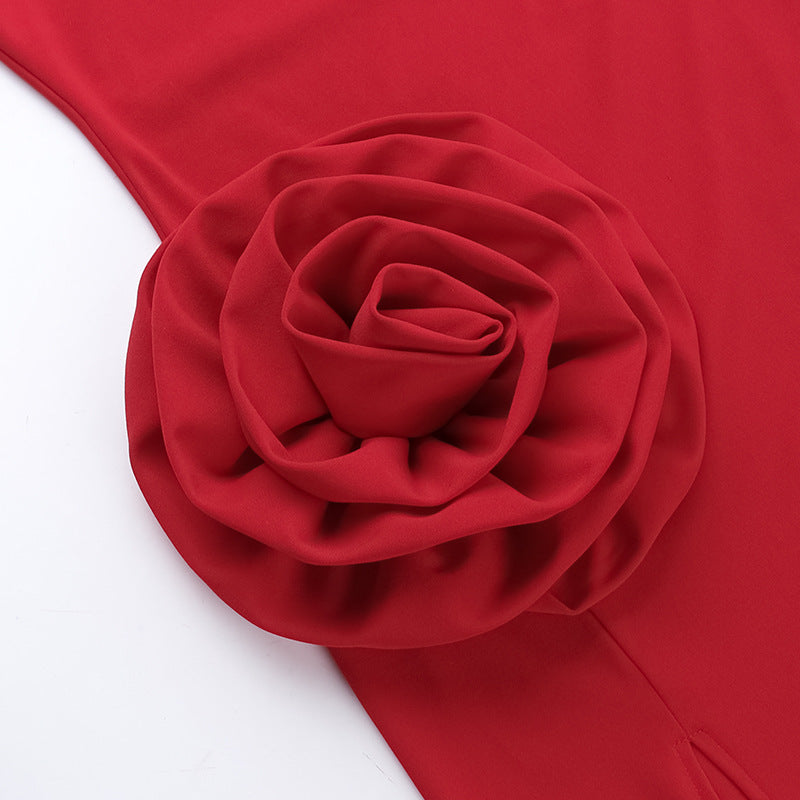 Women Large Floral Strapless Dress 11