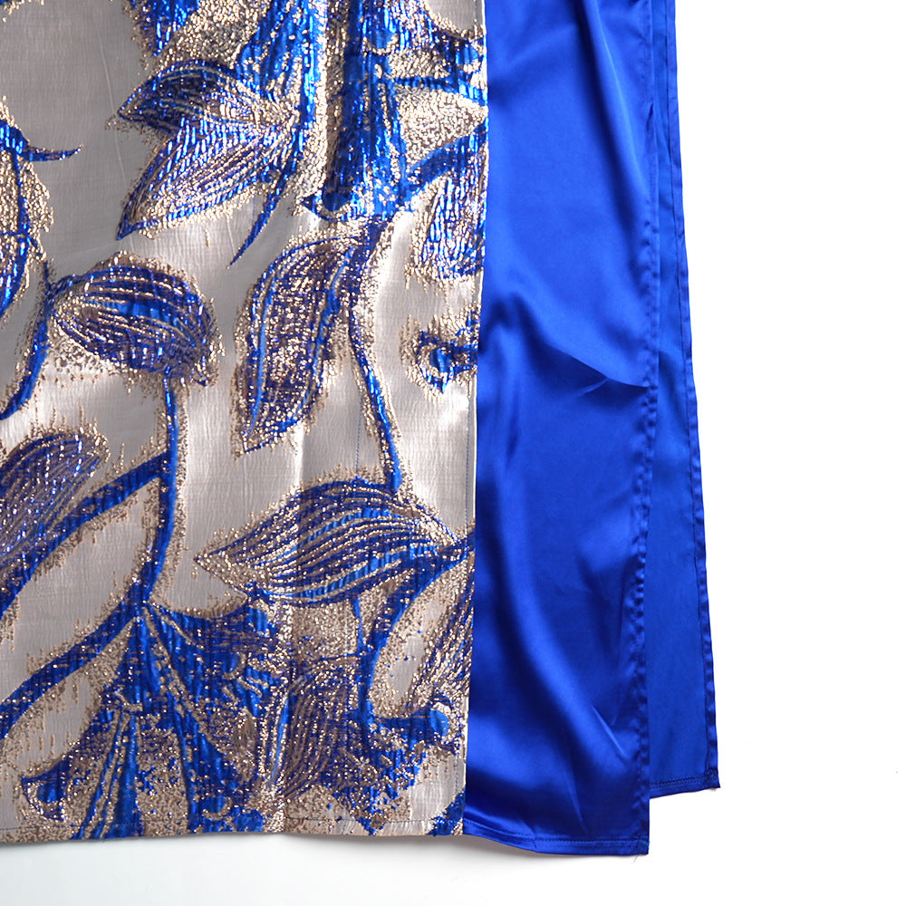 African Women's Plus Size Print Dress Jacquard Robe Headscarf 25