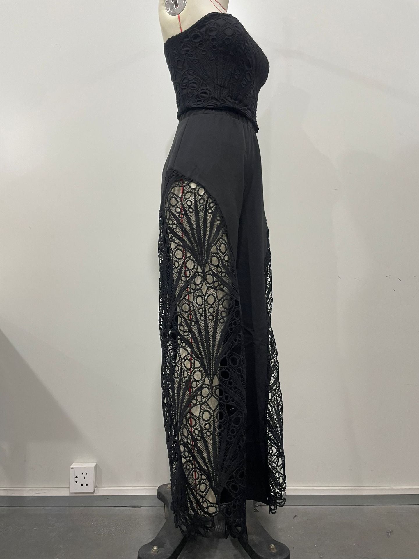 Women Lace Strapless Top and Pant Two-piece Set 14