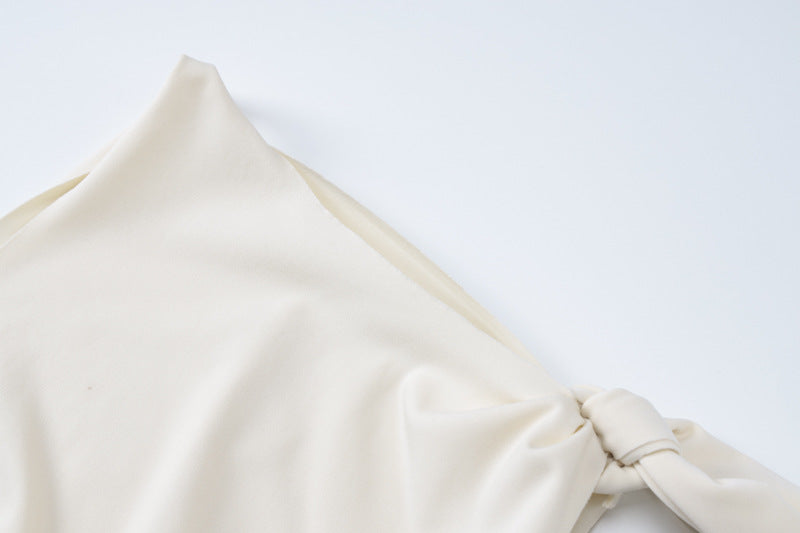 Women's Summer Fashion Chic One Shoulder Floater Solid Color Long Dress 19