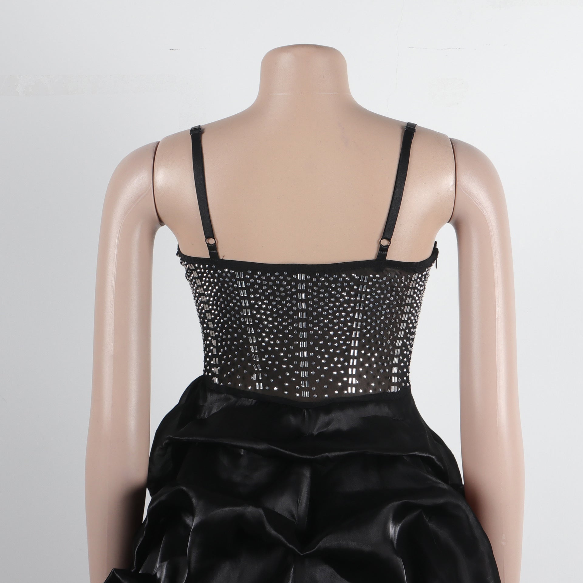 Women Sexy Beaded Stretch Camisole Cascading Ruffles Dress Tutu 59