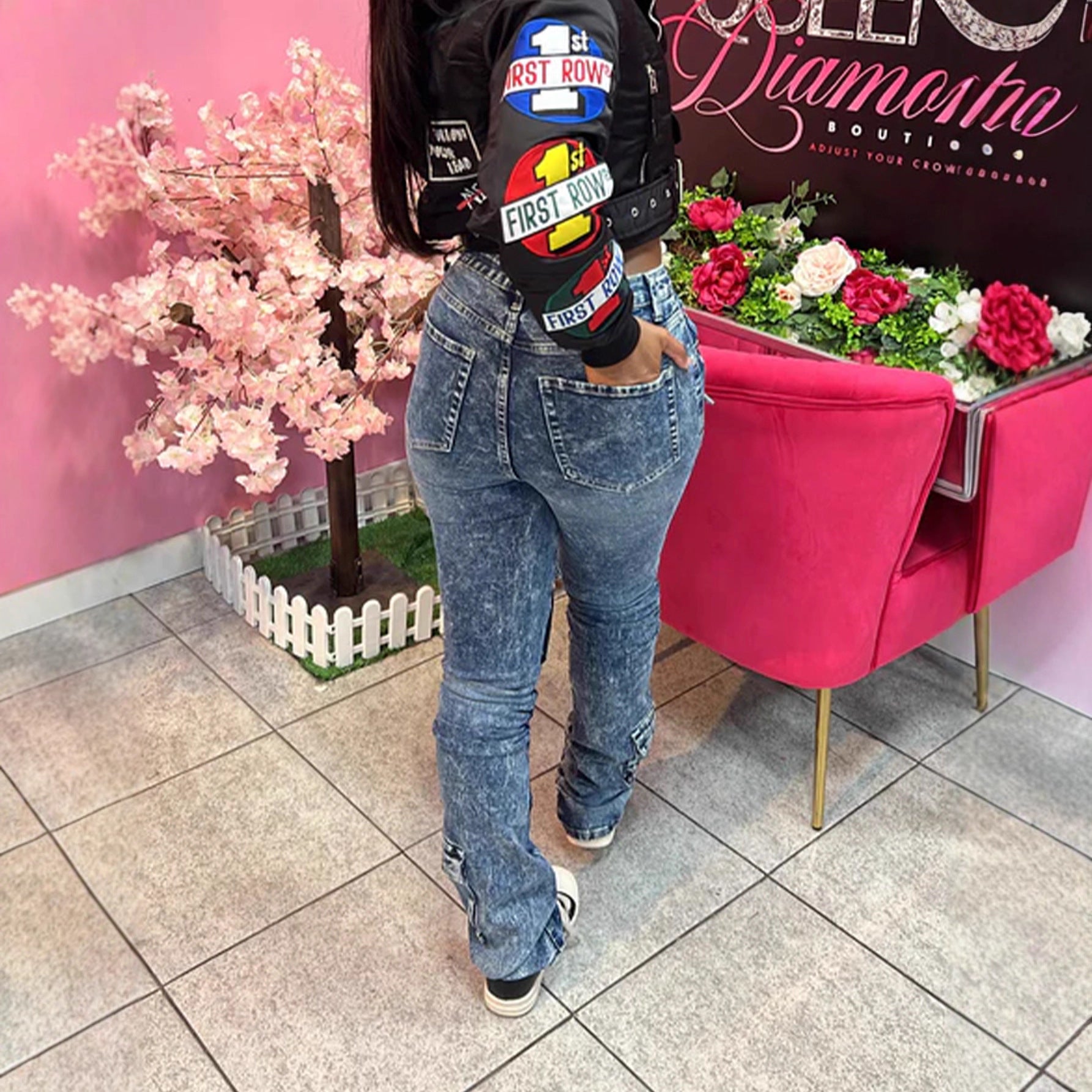 Women Stretchy Cargo Denim Pant 5