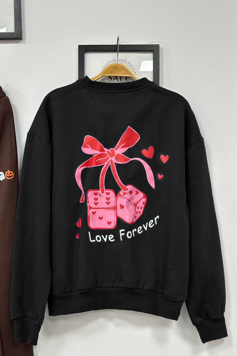 Women Autumn/Winter Printed Round Neck Long-Sleeved Top and Pants Two-Piece Set 59