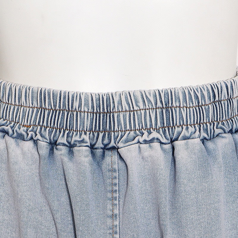 Summer Fashion Strapless Casual Stretch Denim Two-Piece Pants Set 17