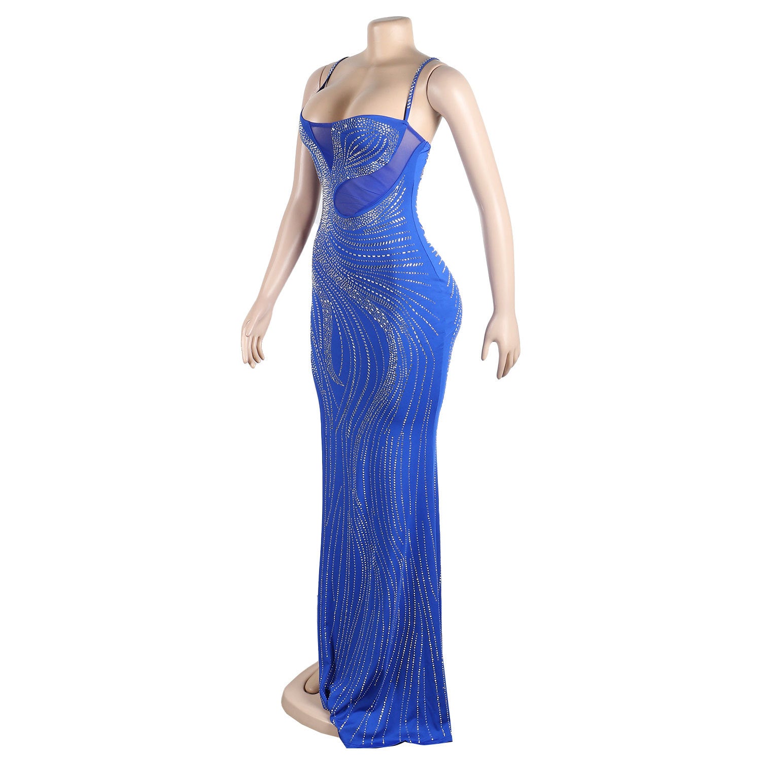 Sexy Rhinestone beaded slit Straps Party Dress 12