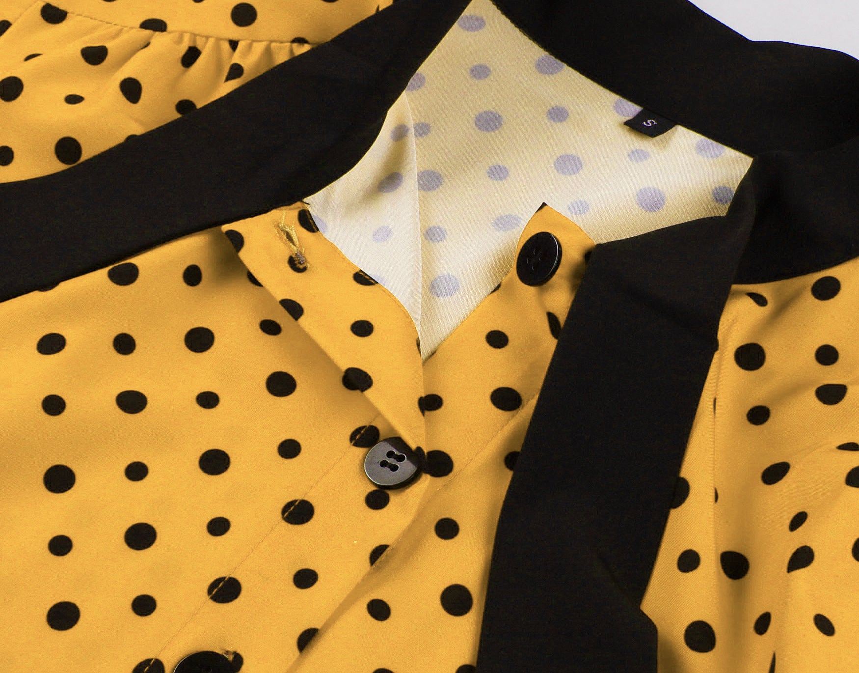 Women's Short-Sleeve Round Neck Knee-Length Retro Polka Dot A-line Dress 14