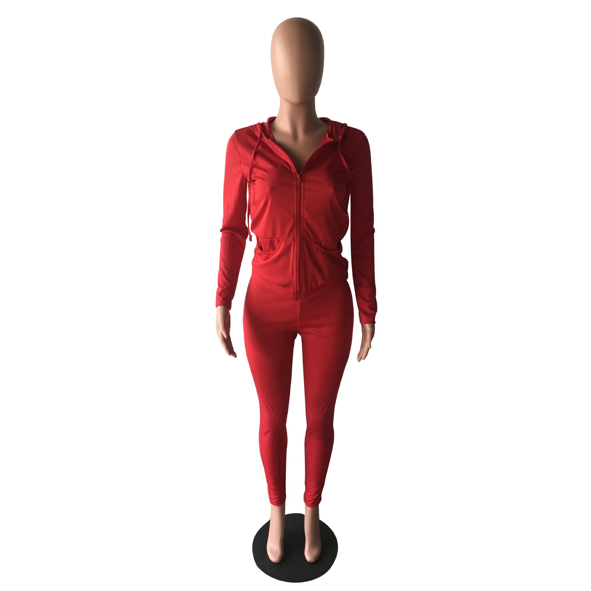 Women's Autumn Style Hat Pocket Zipper Fashion Casual Sport Two Piece Set 60