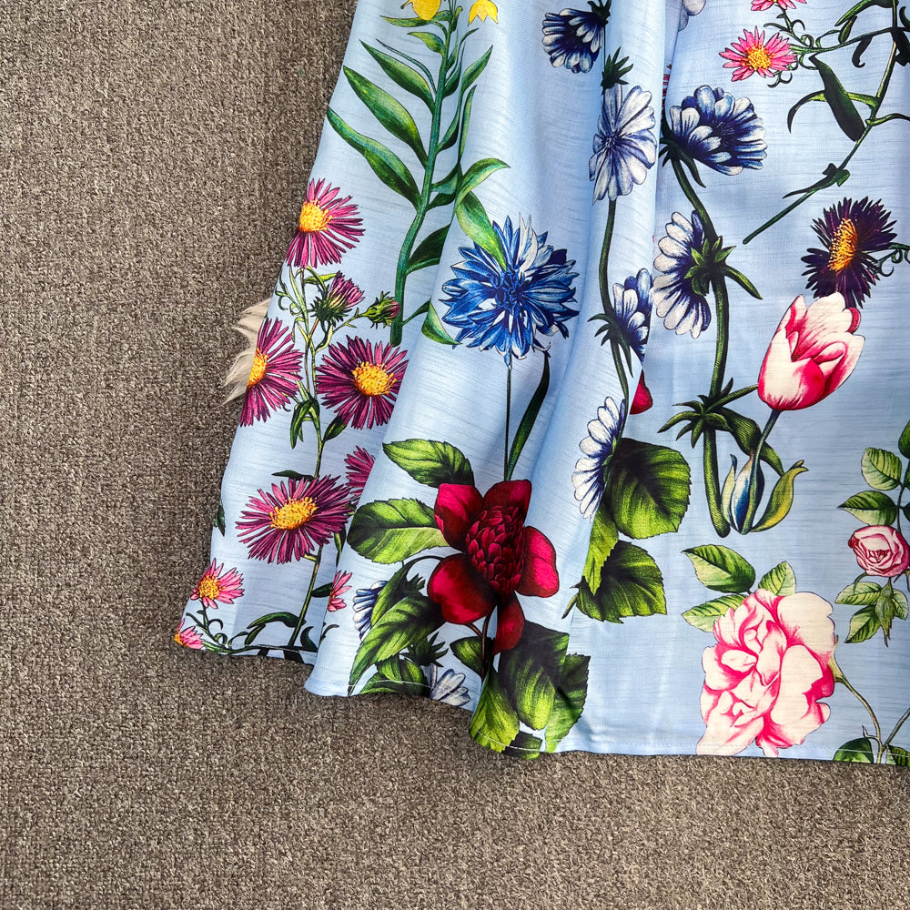 Retro Straps Fashionable Printed Slim Waist A-Line Dress Beach Holidays Long Dress 17