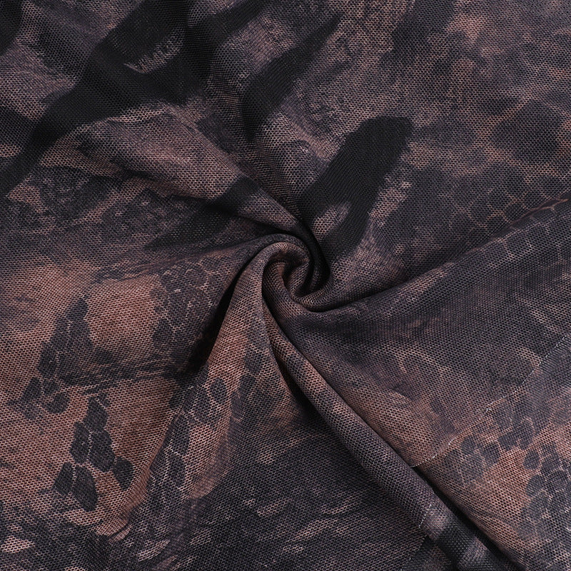 Women Street Sexy Hollow Print V-Neck Plunging Halter Backless Dress 19