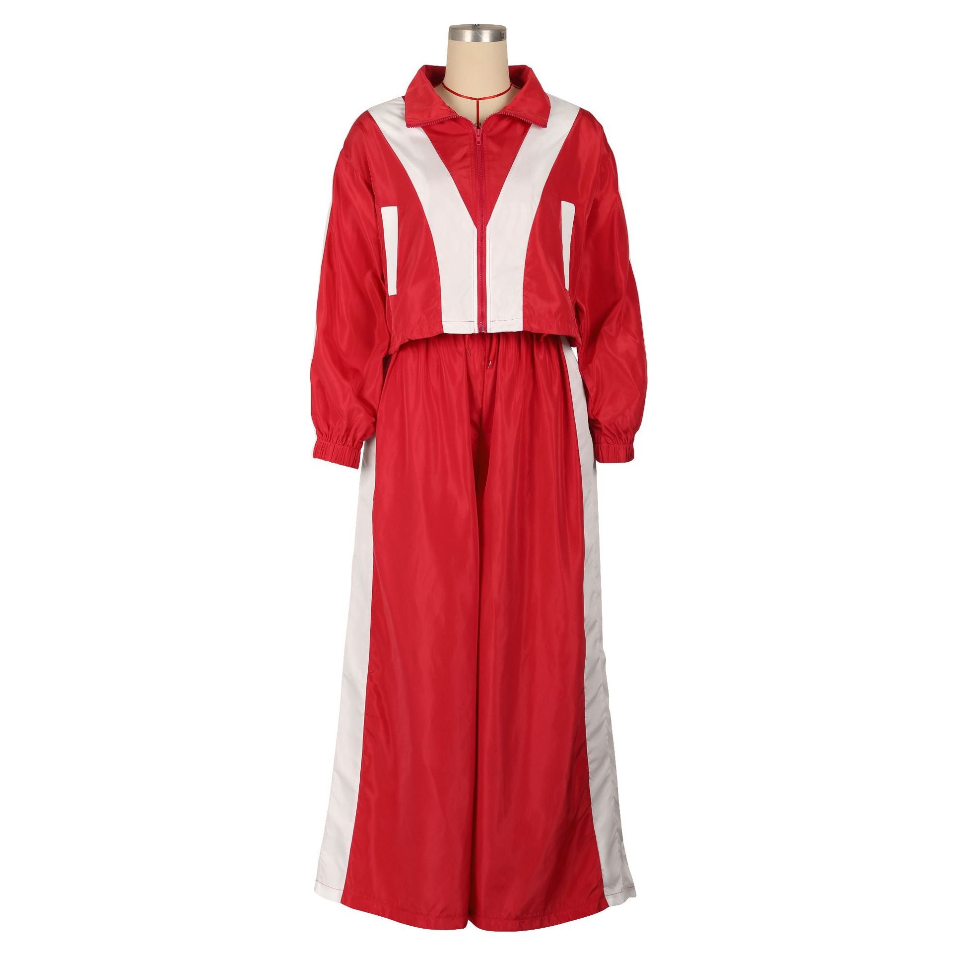 Women Sports Woven Colorblock Top and Pant Two Piece Set 16