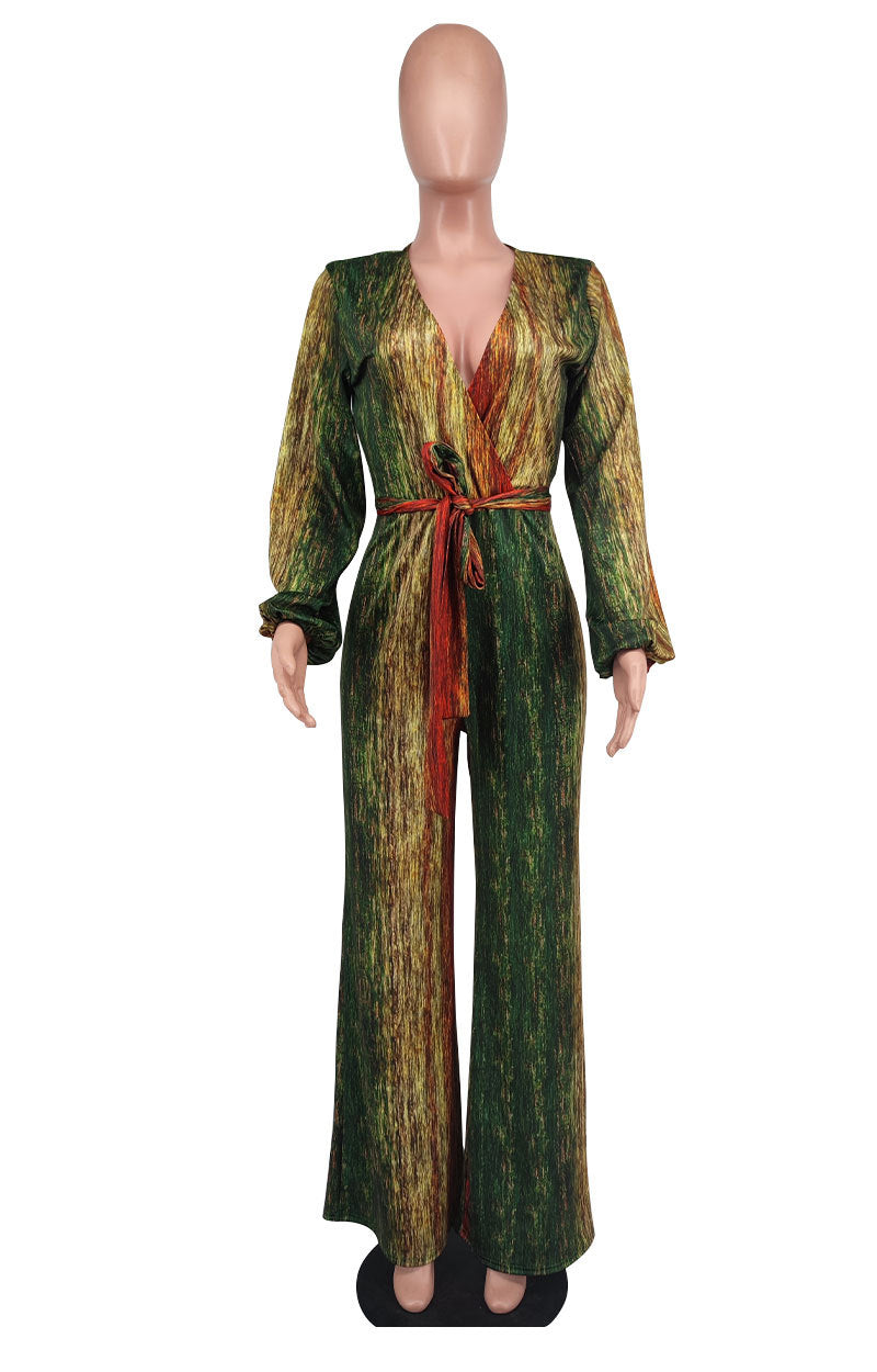 Women Casual Long Sleeve Loose Striped Jumpsuit 9