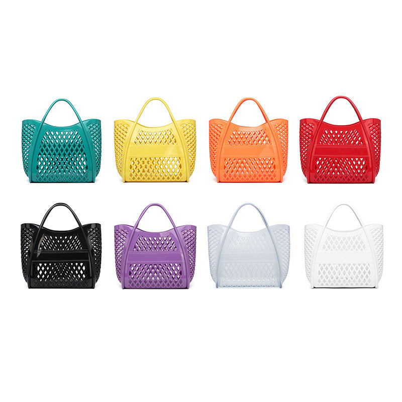 PVC Bag Shopping Basket Bag Bathing Washing Large Capacity Hollow Handheld Beach Bag 11