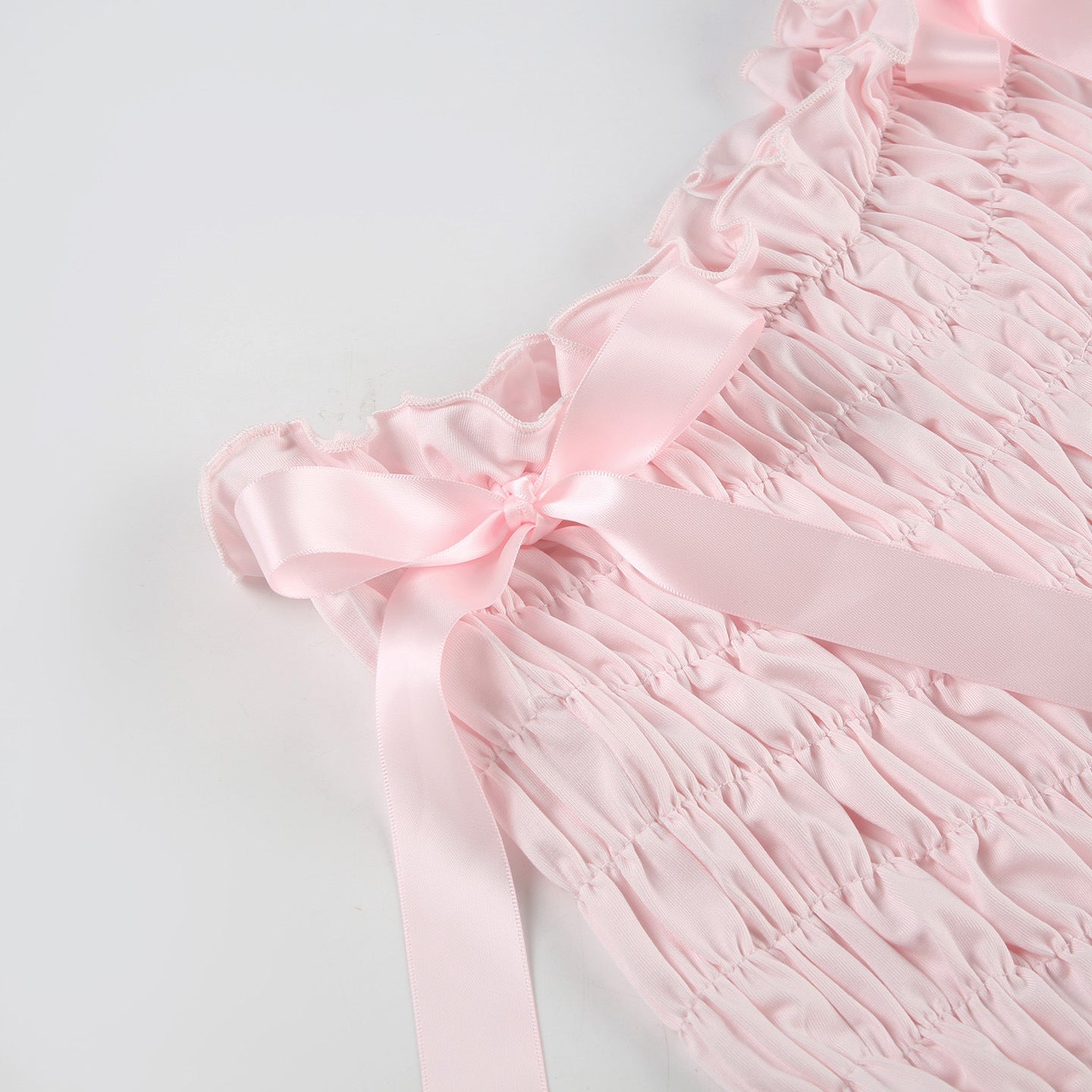 Women Bow Pleated Camisole Shorts Two-Piece Set 17