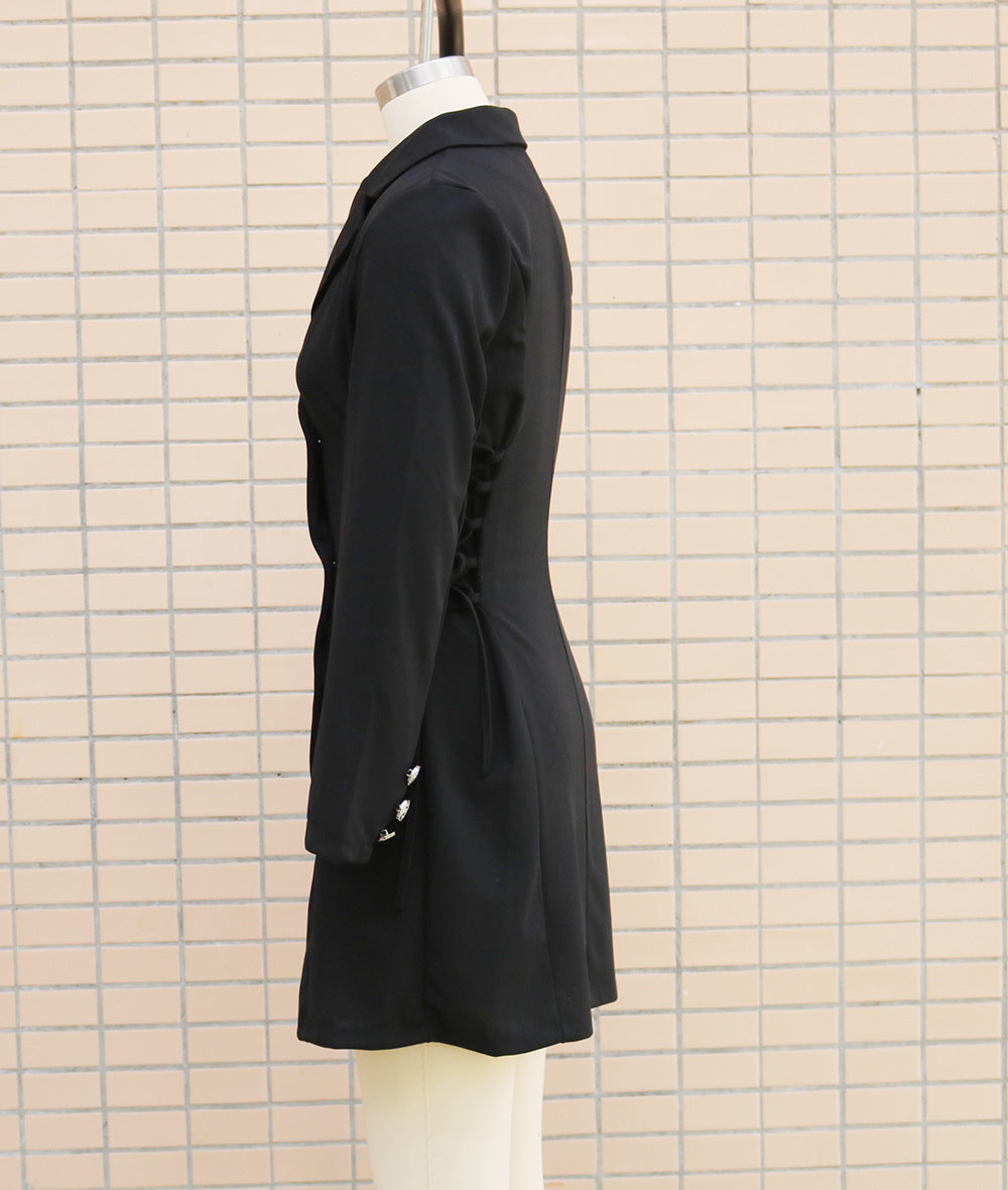 Autumn And Winter Slim Long Sleeve Career Dress Double Breasted Slim Waist Chic Blazer Dress For Women 9