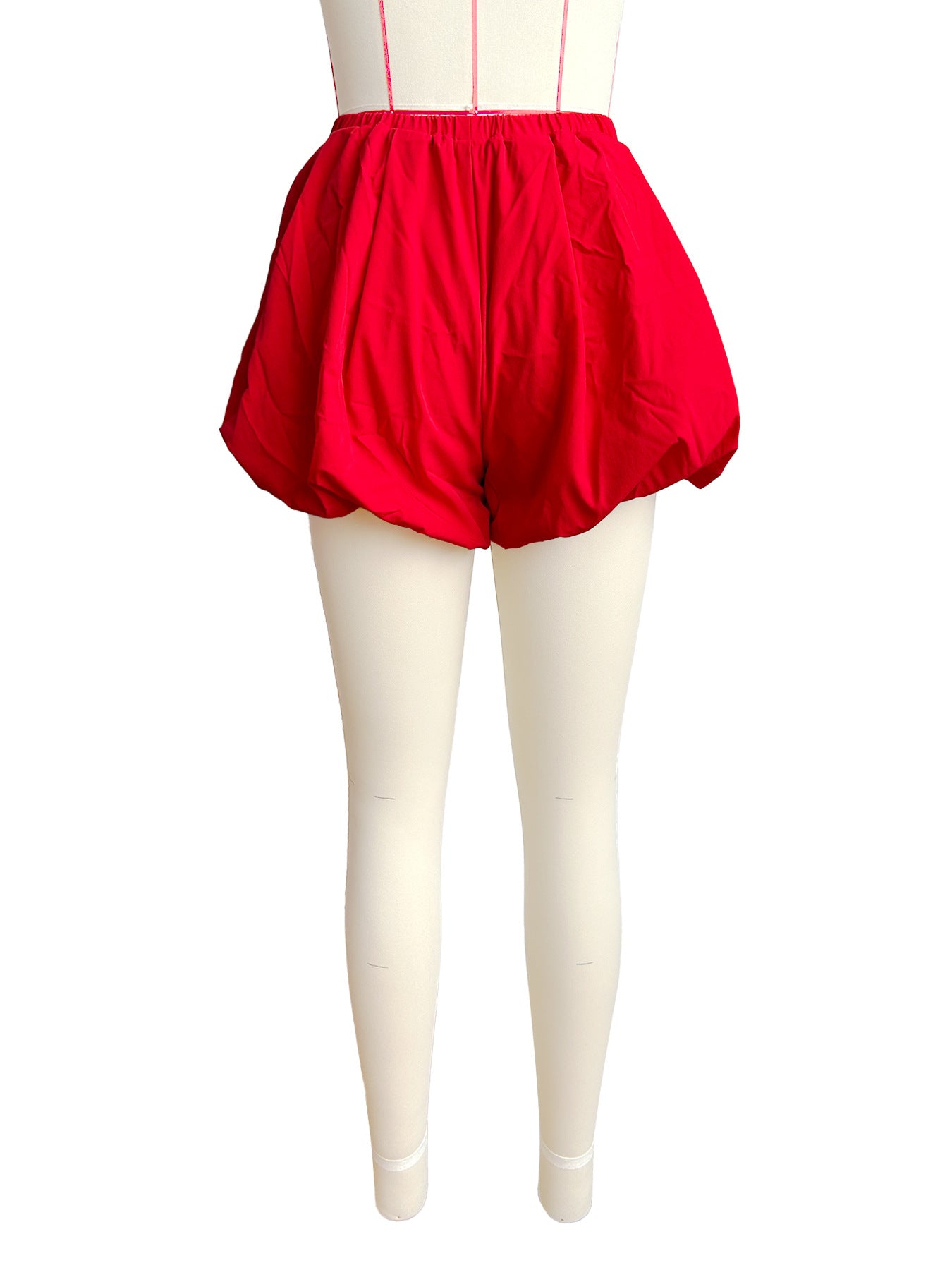 Women's Solid Color Bubble Elastic Shorts 7