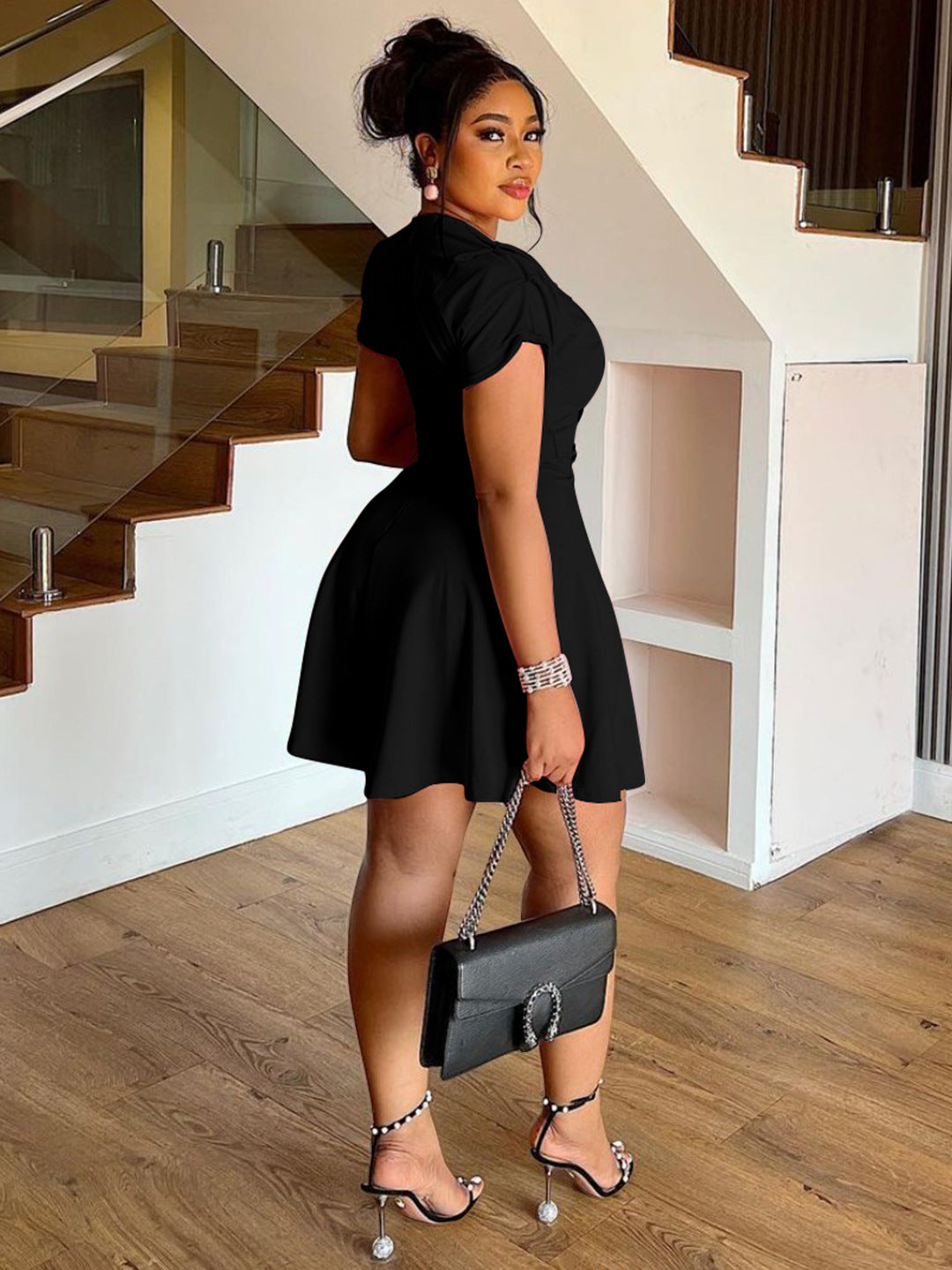 Elegant Women's  African Solid Color Plus Size Dress 3