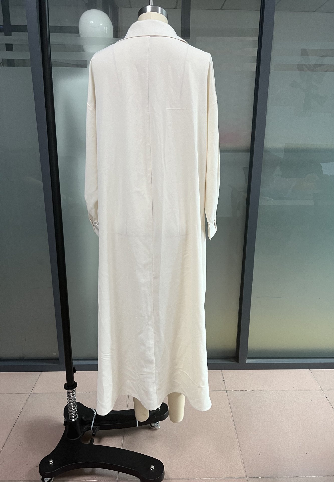 Women Fall Long-sleeved Solid Turndown Collar Shirt 16