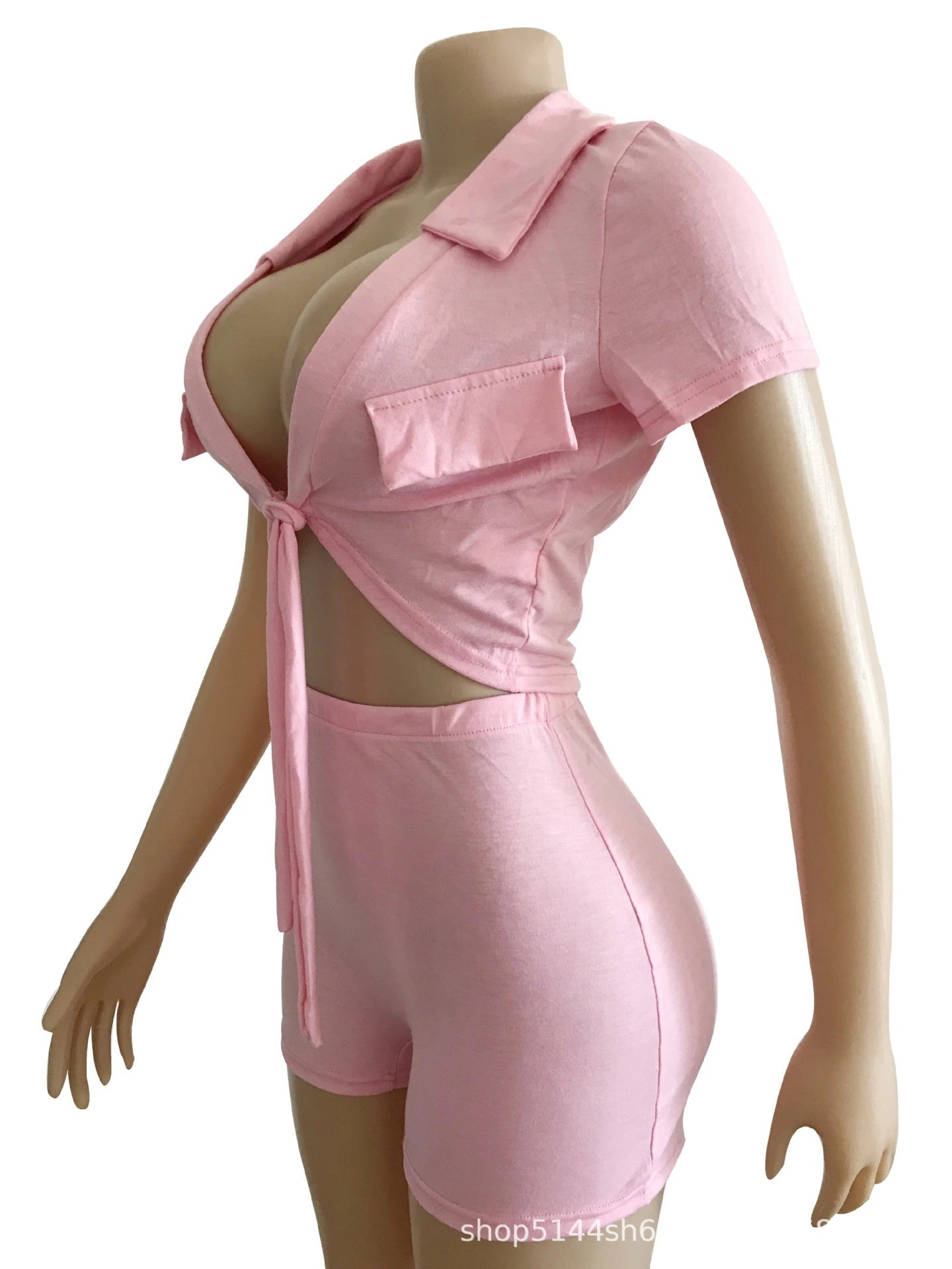 Women's Clothing Sexy Solid Color Lace-Up Suit 27